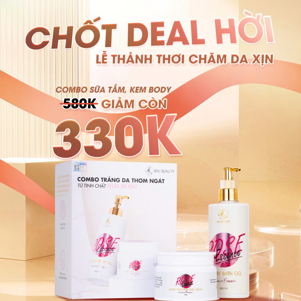combo sữa tắm hoa hồng kn beauty giảm giá tháng 09