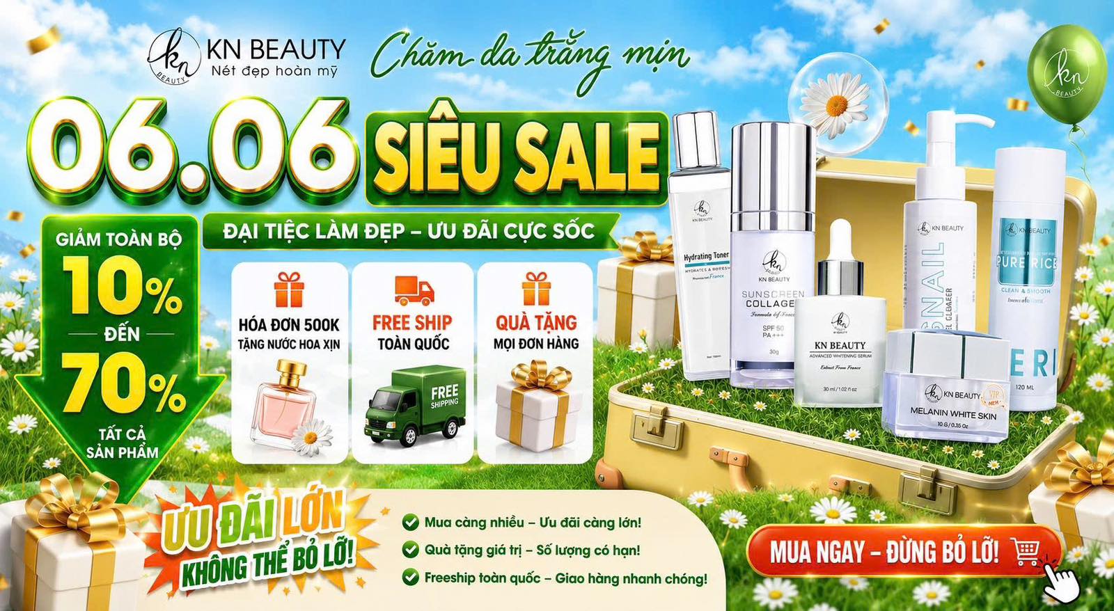 Siêu Sale 06.06 Chăm Da Trắng Mịn Giảm Đến 70%
