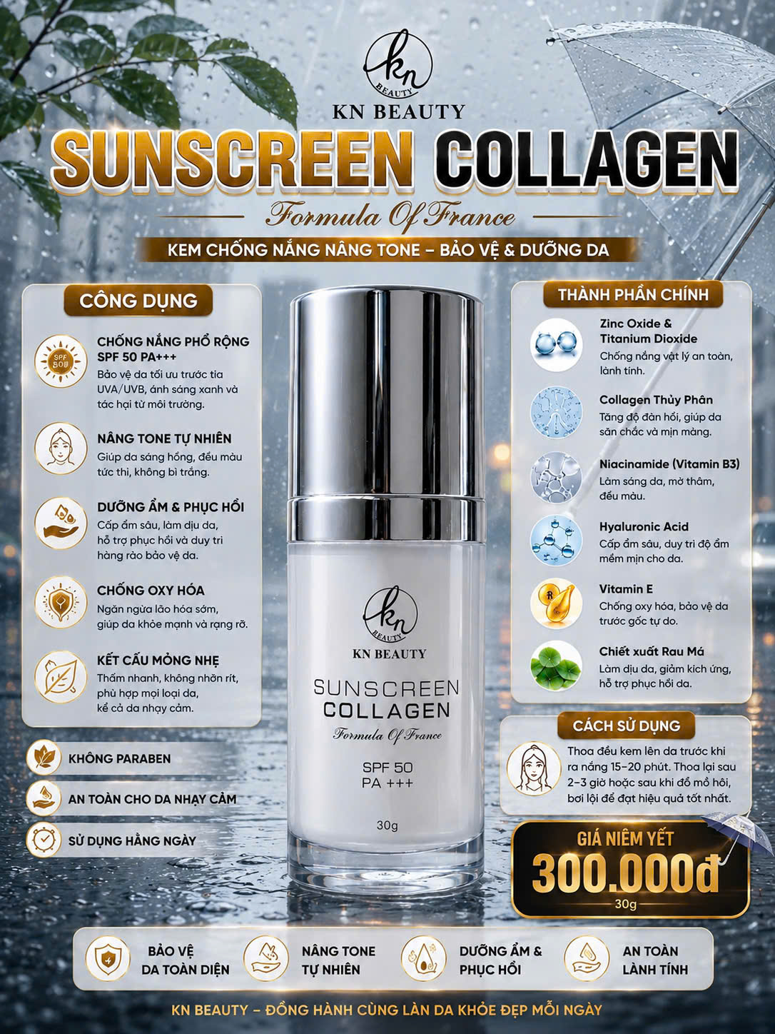 Bảo Vệ Da Dịu Dàng Ngày Mưa Với Sunscreen Collagen KN Beauty